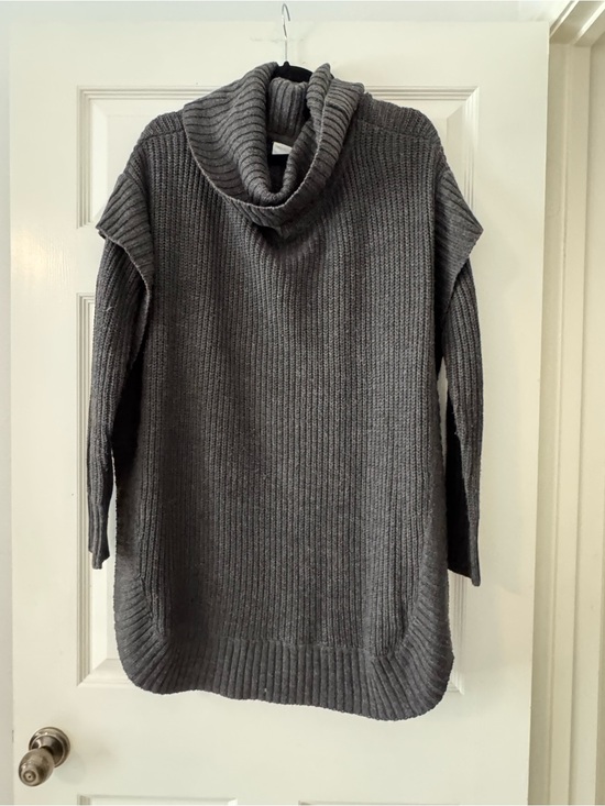 RD Style Sweaters - Charcoal Ribbed Cowl Neck Tunic